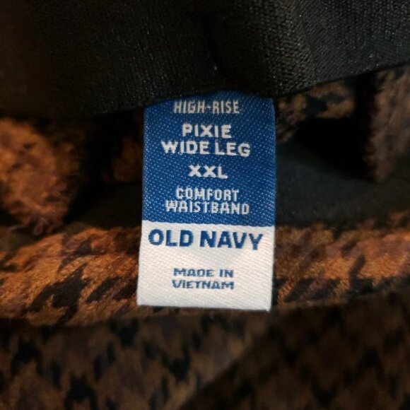 Old Navy Brown Houndstooth Pixie Wide Leg Pull on Pants Women’s Sz XXL - Picture 4 of 6